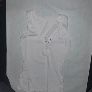 White Sleeveless Buttoned Top